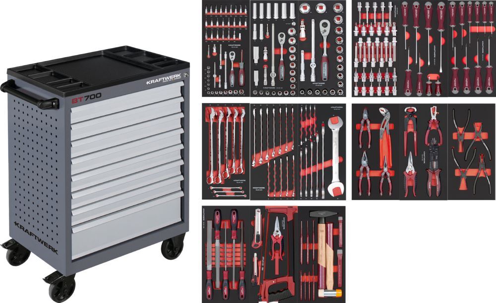 Kraftwerk BT LINE Werkstattwagen BT700 mit 8 Schubladen 236 Teile Produktbild Kraftwerk BT LINE Werkstattwagen BT700 mit 8 Schubladen 236 Teile