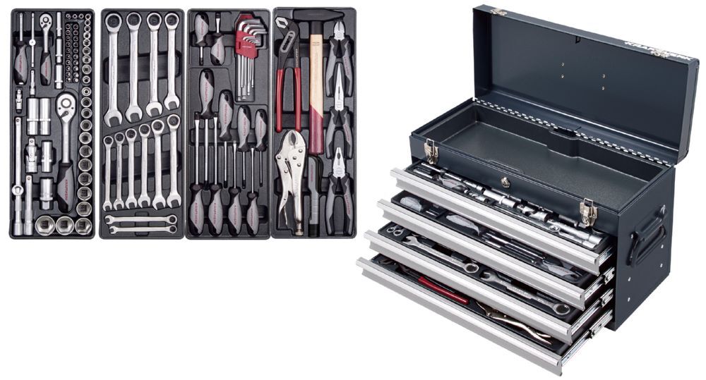 Kraftwerk Werkzeugkiste Basic-Line 100 teilig 1/4 Zoll und 1/2 Zoll Kraftwerk Werkzeugkiste Basic-Line 100 teilig 1/4 Zoll und 1/2 Zoll