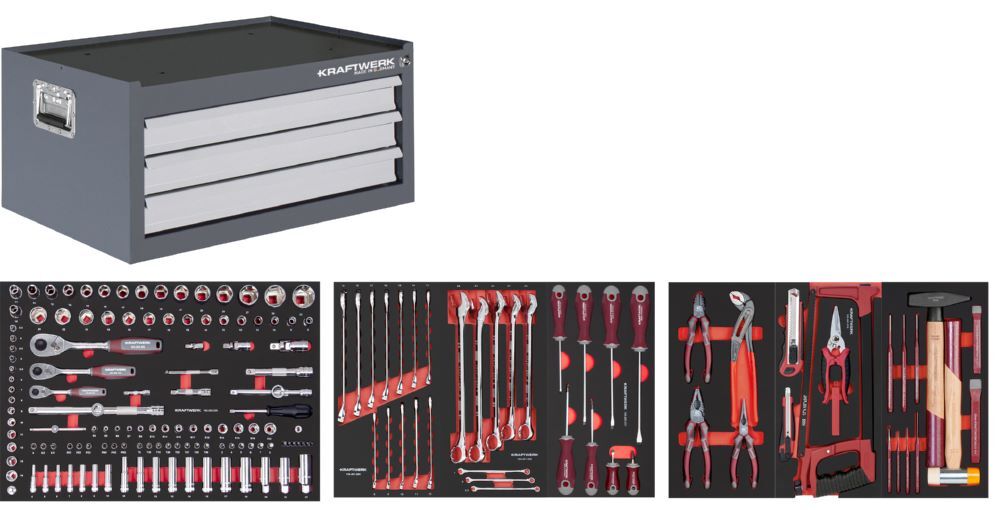 Kraftwerk BT LINE Werkzeugtruhe für BT700/ LT700 mit 3 Schubladen 189 Teile Produktbild Kraftwerk BT LINE Werkzeugtruhe für BT700/ LT700 mit 3 Schubladen 189 Teile