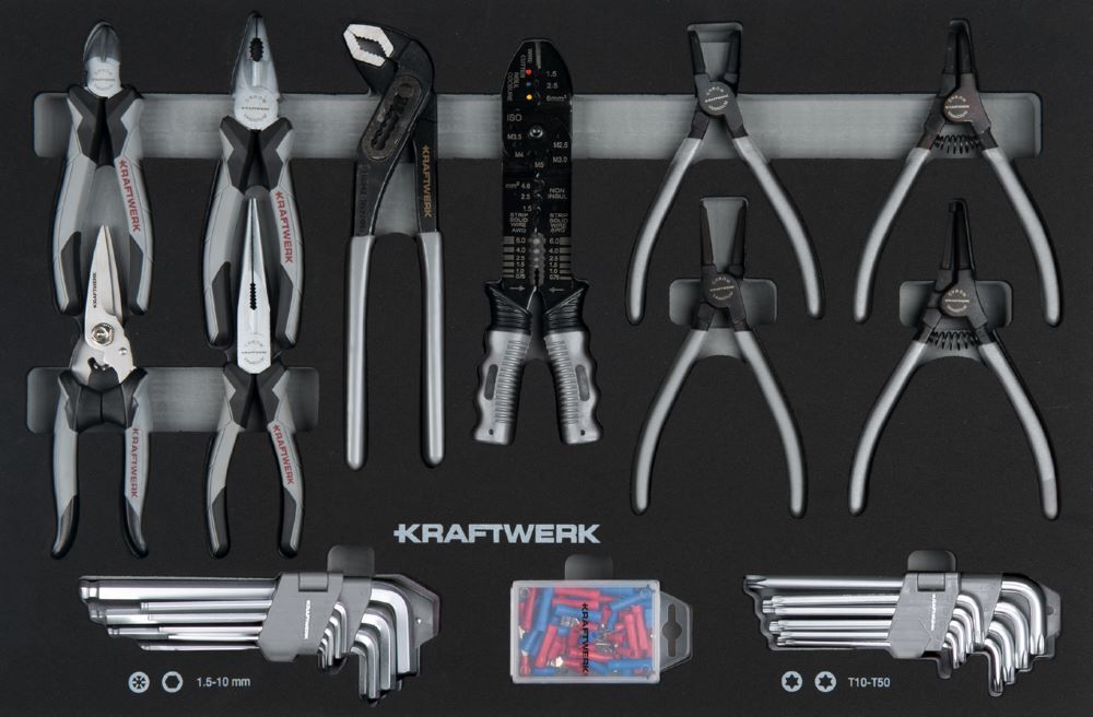Kraftwerk Zangen und Winkelschraubendreher Einlage 78 teilig Produktbild Kraftwerk Zangen und Winkelschraubendreher Einlage 78 teilig