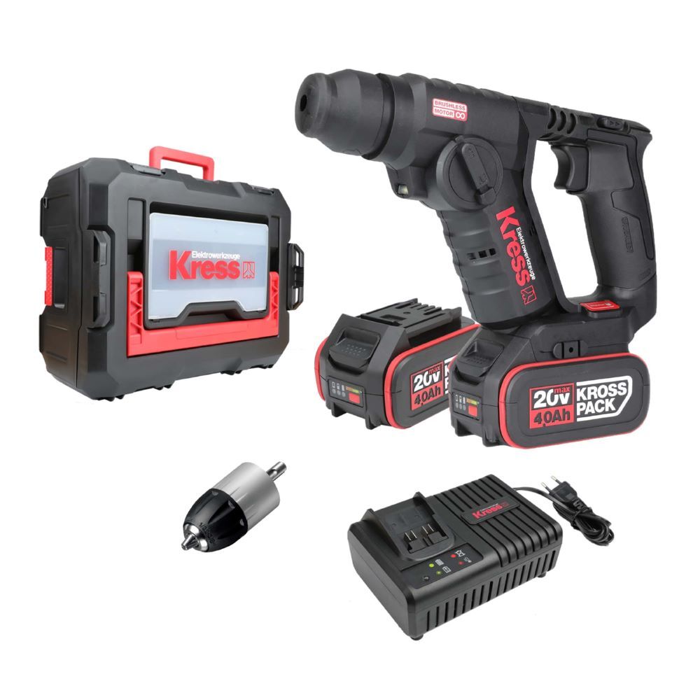 Kress KUC50.2 20V Akku-Pneumatic-Bohrhammer 1.7J SDSplus 2 x Akku 4.0 Ah Ladegerät 6A Produktbild Kress KUC50.2 20V Akku-Pneumatic-Bohrhammer 1.7J SDSplus 2 x Akku 4.0 Ah Ladegerät 6A