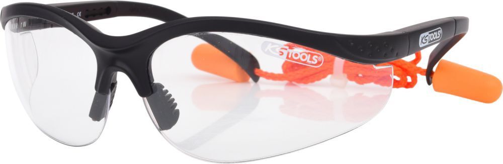 KS Tools Schutzbrille-transparent, mit Ohrstöpsel Produktbild KS Tools Schutzbrille-transparent, mit Ohrstöpsel