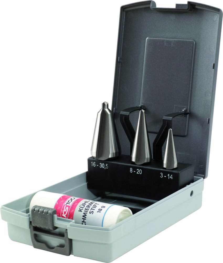 KS Tools HSS Co Blechschälbohrer Satz Kunststoffkassette 4-teilig Produktbild KS Tools HSS Co Blechschälbohrer Satz Kunststoffkassette 4-teilig