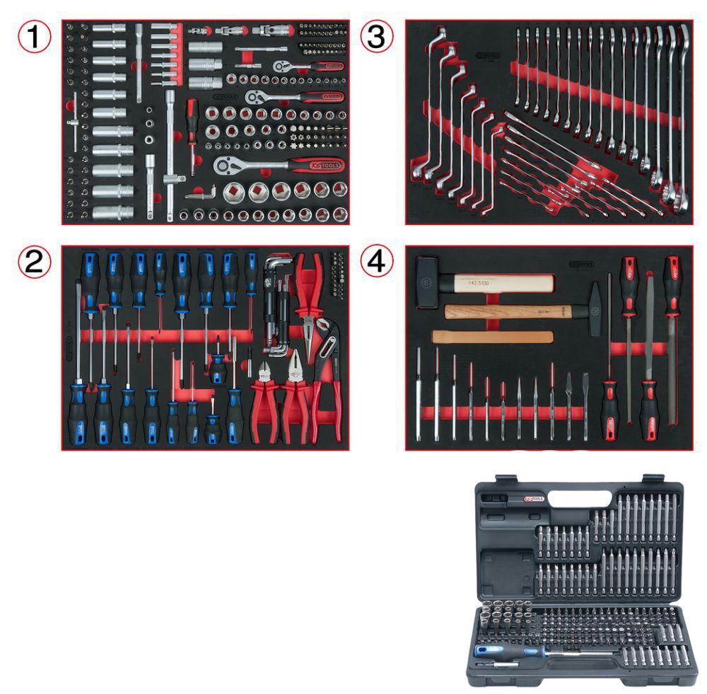 KS TOOLS Universal Systemeinlagen Satz für 4 Schubladen mit 515 Premium Werkzeugen Produktbild KS TOOLS Universal Systemeinlagen Satz für 4 Schubladen mit 515 Premium Werkzeugen