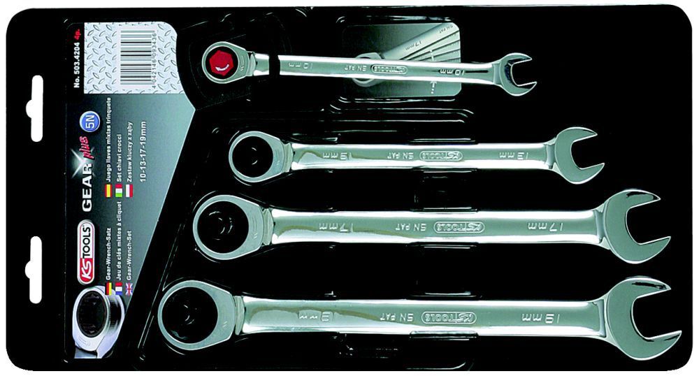 KS Tools GEARplus Ratschenringmaulschlüssel Satz 4-teilig 10 - 19 mm Produktbild KS Tools GEARplus Ratschenringmaulschlüssel Satz 4-teilig 10 - 19 mm