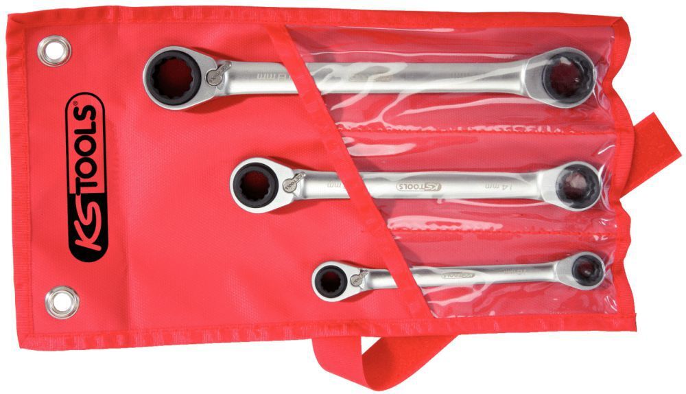 KS Tools 4 in 1 GEARplus umschaltbar Doppel Ratschenringschlüssel Satz 3 teilig Produktbild KS Tools 4 in 1 GEARplus umschaltbar Doppel Ratschenringschlüssel Satz 3 teilig