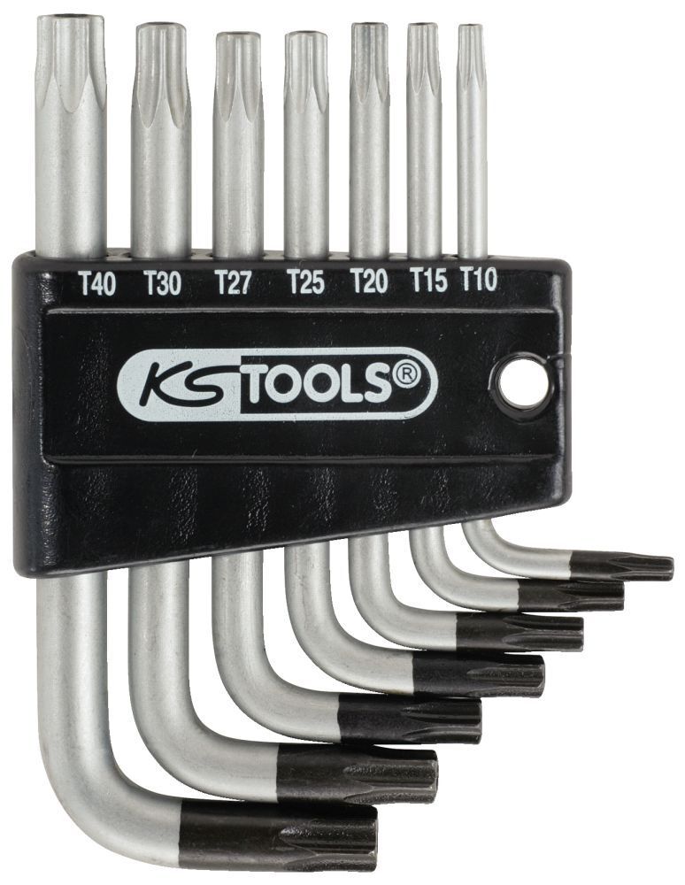 KS Tools Torx Winkelstiftschlüssel Satz mit Bohrung kurz TB10 bis TB40 7 Teile Produktbild KS Tools Torx Winkelstiftschlüssel Satz mit Bohrung kurz TB10 bis TB40 7 Teile