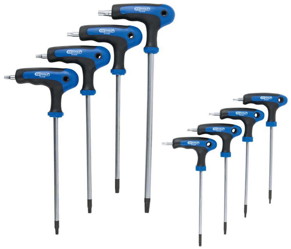 KS Tools ERGOTORQUEplus T Griff Torx Winkelstiftschlüssel Satz mit Bohrung 8 Teile Produktbild KS Tools ERGOTORQUEplus T Griff Torx Winkelstiftschlüssel Satz mit Bohrung 8 Teile