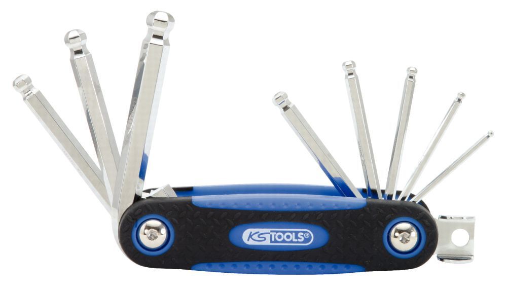 KS Tools CHROMEplus Kugelkopf Innensechskant Winkelstiftschlüssel Klapphalter 8 Teile Produktbild KS Tools CHROMEplus Kugelkopf Innensechskant Winkelstiftschlüssel Klapphalter 8 Teile