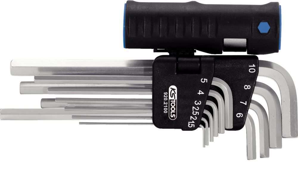 KS Tools 3 in 1 Innensechskant Winkelstiftschlüssel Satz lang 10 Teile Produktbild KS Tools 3 in 1 Innensechskant Winkelstiftschlüssel Satz lang 10 Teile