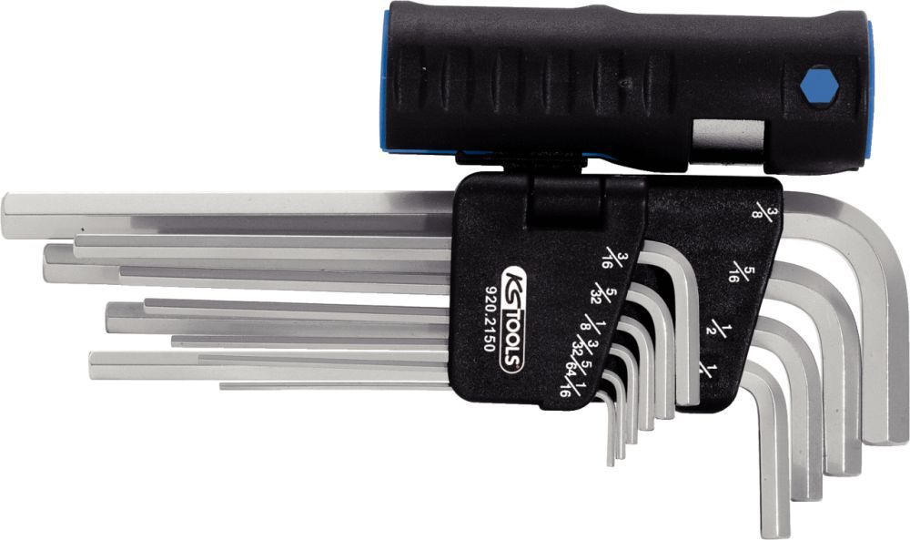 KS Tools 3 in 1 Innensechskant Winkelstiftschlüssel Satz lang Zoll 10 Teile Produktbild KS Tools 3 in 1 Innensechskant Winkelstiftschlüssel Satz lang Zoll 10 Teile