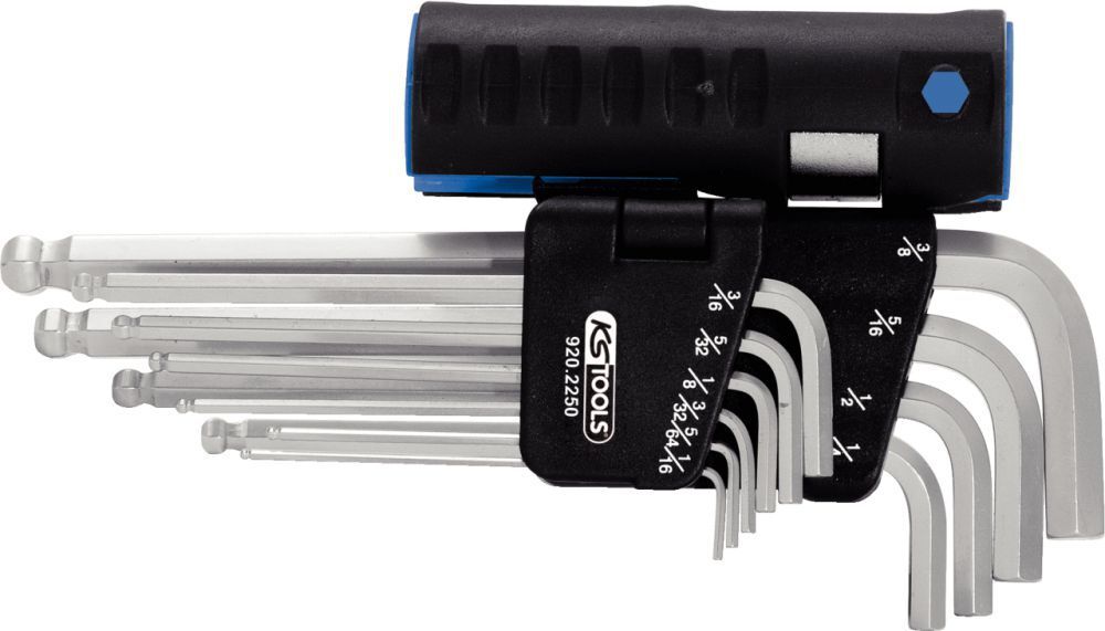 KS Tools 3 in 1 Innensechskant Winkelstiftschlüssel Satz lang Kugelkopf Zoll 10 Teile Produktbild KS Tools 3 in 1 Innensechskant Winkelstiftschlüssel Satz lang Kugelkopf Zoll 10 Teile