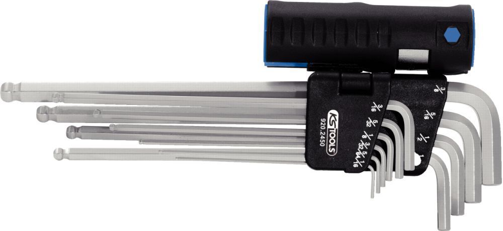 KS Tools 3 in 1 Innensechskant Winkelstiftschlüssel Satz XL Kugelkopf Zoll 10 Teile Produktbild KS Tools 3 in 1 Innensechskant Winkelstiftschlüssel Satz XL Kugelkopf Zoll 10 Teile
