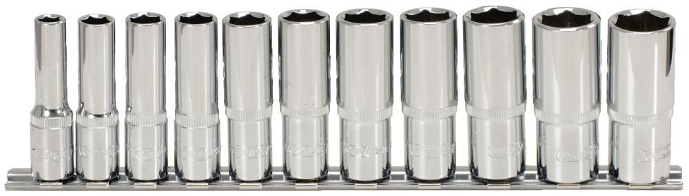 Produktbild KS Tools 3/8" CHROMEplus Sechskant Stecknuss Satz lang 8 bis 19mm 11 Teile