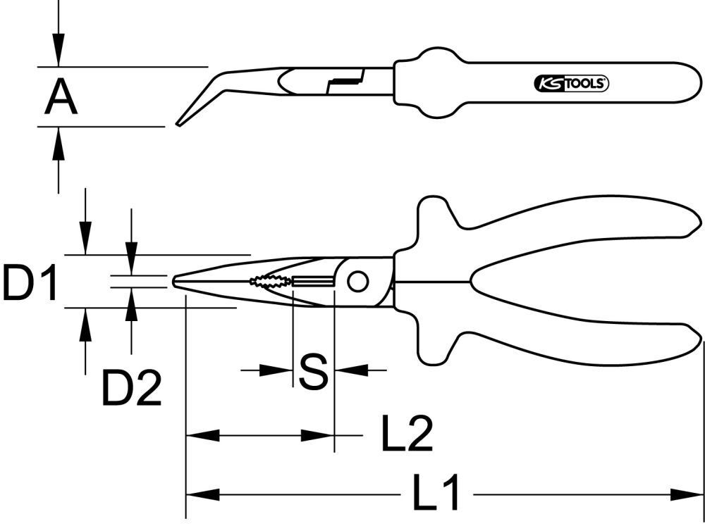 KS Tools BERYLLIUMplus Telefonzange gewinkelt 180 mm Produktbild KS Tools BERYLLIUMplus Telefonzange gewinkelt 180 mm bild 2