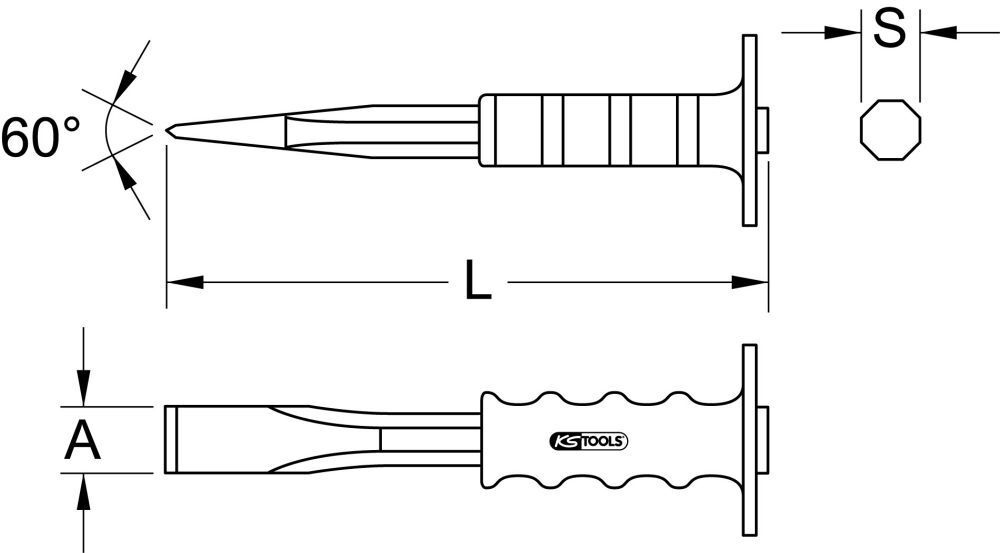 KS Tools Fugenmeißel mit Handschutzgriff 8-kant 250 x 100 mm Produktbild KS Tools Fugenmeißel mit Handschutzgriff 8-kant 250 x 100 mm bild 2