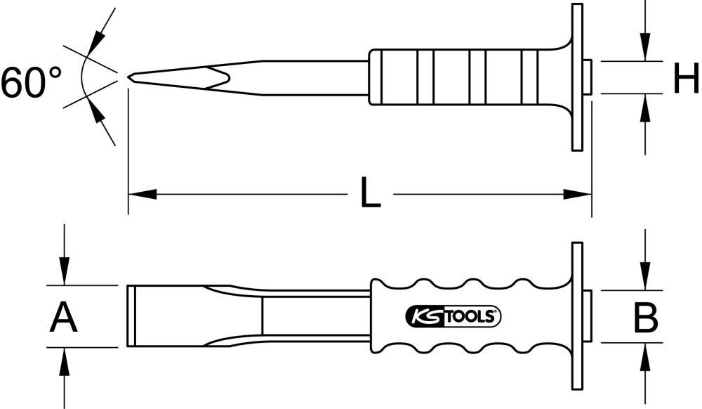 KS Tools Fugenmeißel mit Handschutzgriff flach oval 70 mm Produktbild KS Tools Fugenmeißel mit Handschutzgriff flach oval 70 mm bild 2