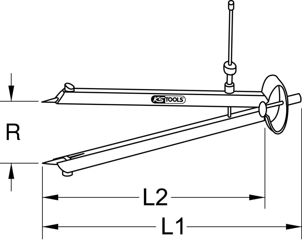 KS Tools Präzisions Feder Spitzzirkel mit auswechselbaren Spitzen 285mm KS Tools Präzisions Feder Spitzzirkel mit auswechselbaren Spitzen 285mm