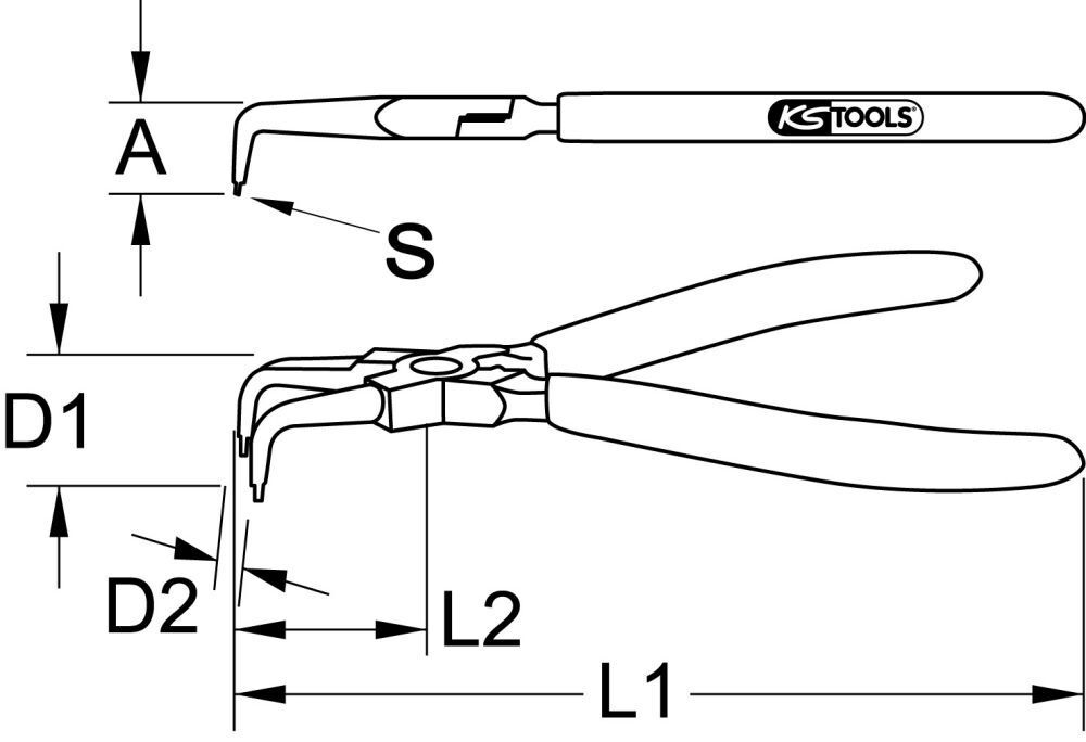 KS Tools Seegeringzange für Innensicherungsringe abgewinkelt 130mm KS Tools Seegeringzange für Innensicherungsringe abgewinkelt 130mm
