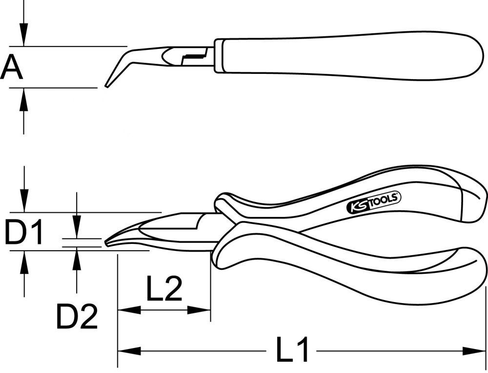 KS Tools ESD Spitzzange gebogen ohne Hieb 155mm Produktbild KS Tools ESD Spitzzange gebogen ohne Hieb 155mm bild 2