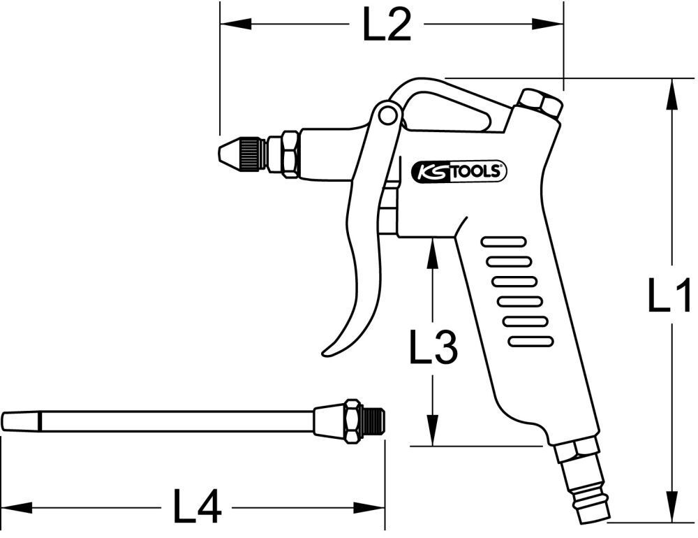 KS Tools Druckluft-Ausblaspistole mit Verlängerung Produktbild KS Tools Druckluft-Ausblaspistole mit Verlängerung bild 5