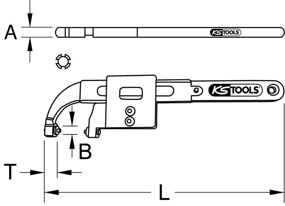KS Tools Gelenk-Hakenschlüssel mit Zapfen, 30-200mm Produktbild KS Tools Gelenk-Hakenschlüssel mit Zapfen, 30-200mm bild 2