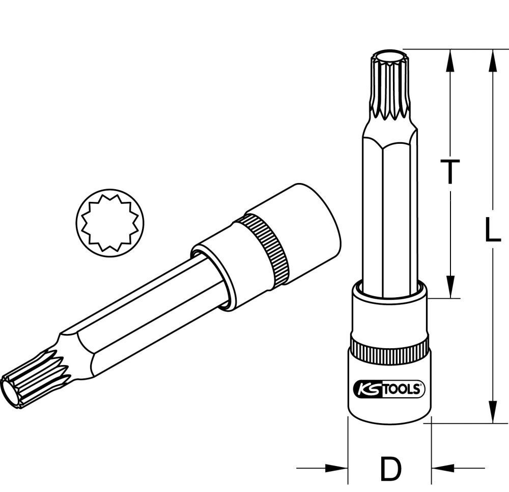 KS Tools 1/2" Bit-Stecknuss XZN, M8, 110 mm Produktbild KS Tools 1/2" Bit-Stecknuss XZN, M8, 110 mm bild 2