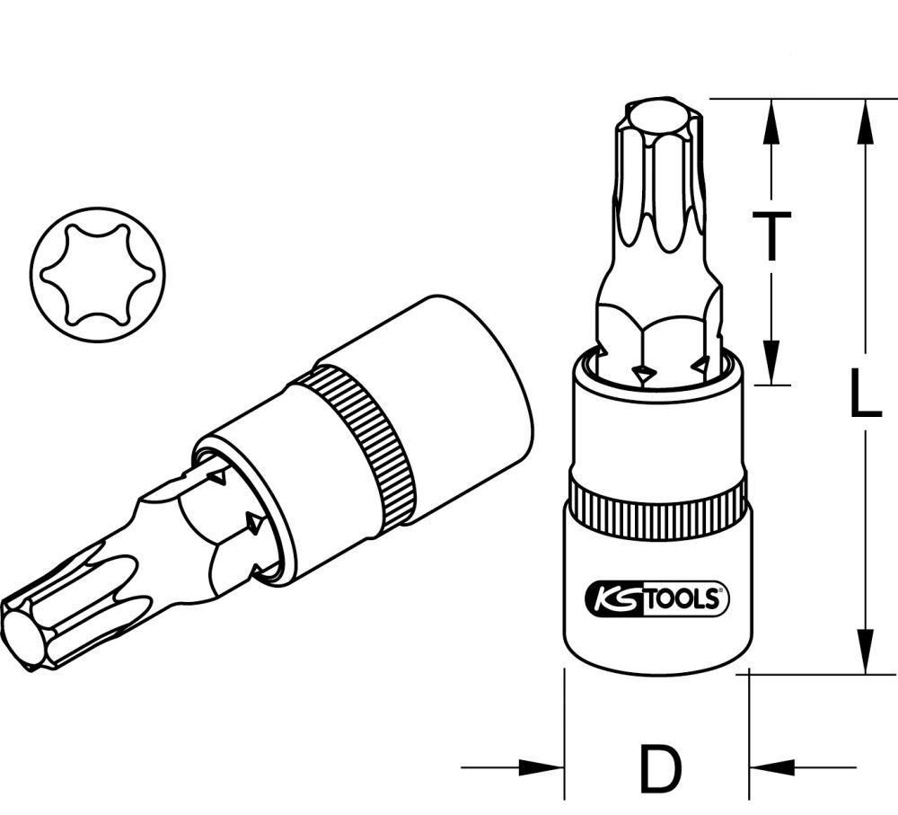 KS Tools 1/4" Bit-Stecknuss Torx, T20 Produktbild KS Tools 1/4" Bit-Stecknuss Torx, T20 bild 2