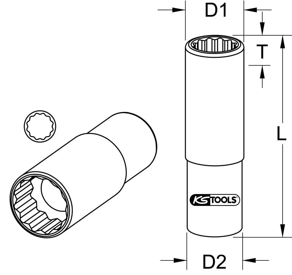 KS Tools 3/8" Spezial-Zündkerzen-Stecknuss, dünnwandig, 14mm Produktbild KS Tools 3/8" Spezial-Zündkerzen-Stecknuss, dünnwandig, 14mm bild 2