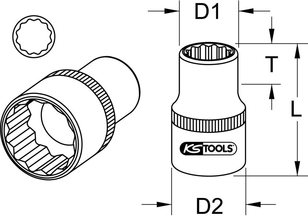 KS Tools 1/4" 12 kant Stecknuss 10mm KS Tools 1/4" 12 kant Stecknuss 10mm