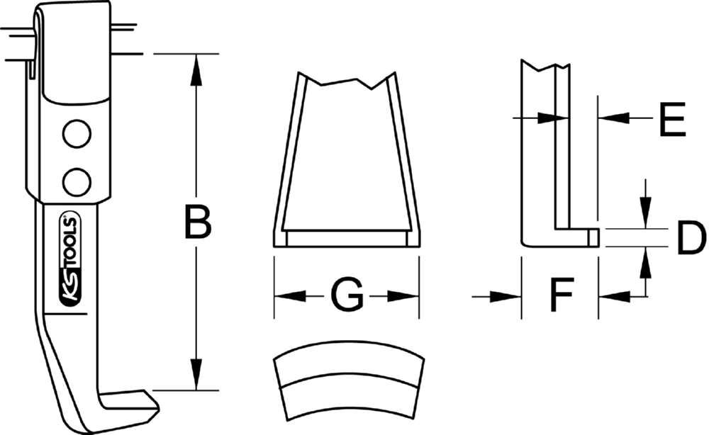 KS Tools Abzieherhaken lange Ausführung Spanntiefe B 200mm KS Tools Abzieherhaken lange Ausführung Spanntiefe B 200mm