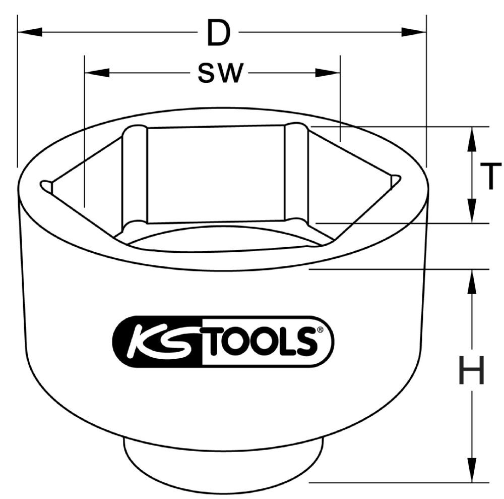 Produktbild 1" Achsmuttern-Schlüssel, 8-kant, kurz, 195 mm bild 2