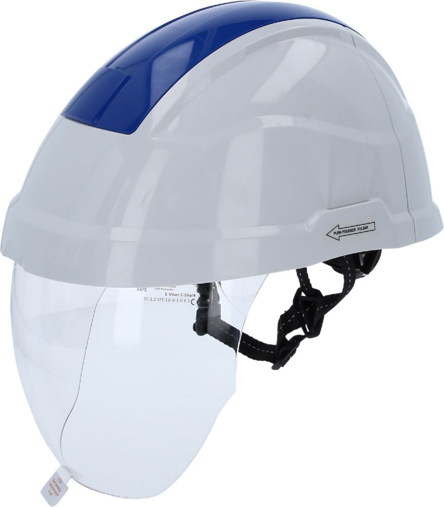 Produktbild KS Tools Arbeits Schutzhelm mit Gesichtsschutz Kopfband 530 bis 630 mm blau