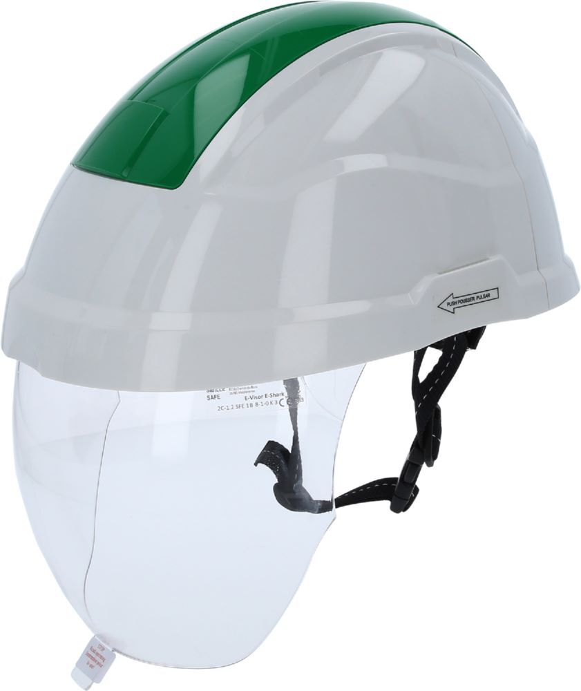 Produktbild KS Tools Arbeitshelm mit Gesichtsschutz Kopfband 530 bis 630 mm grün