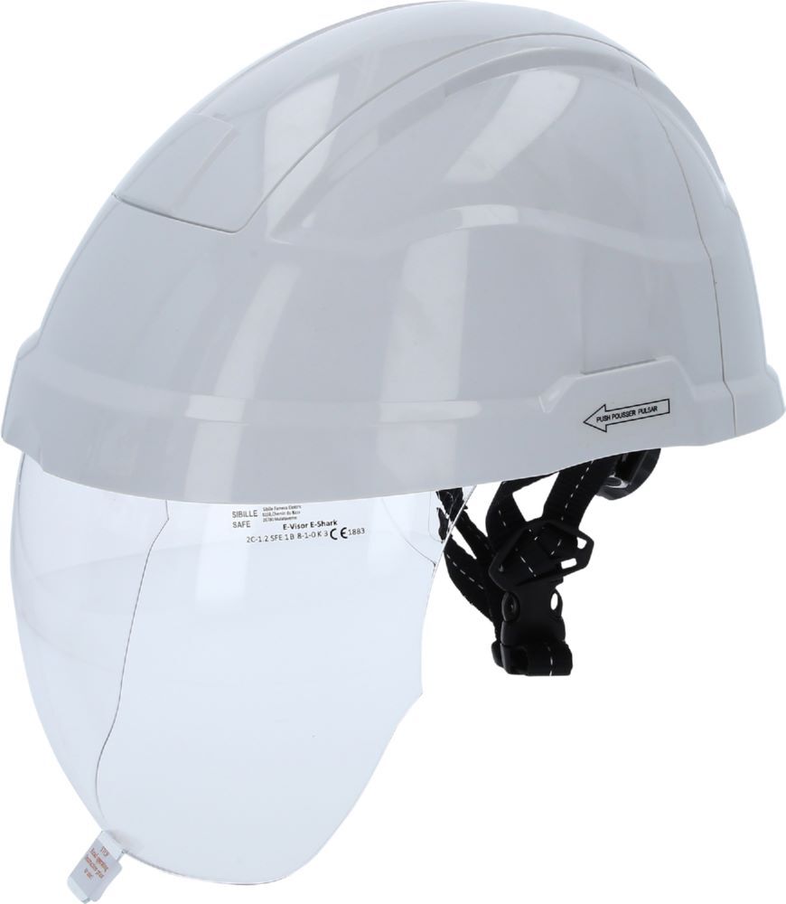 Produktbild KS Tools Arbeits Schutzhelm mit Gesichtsschutz Kopfband 530 bis 630 mm weiss