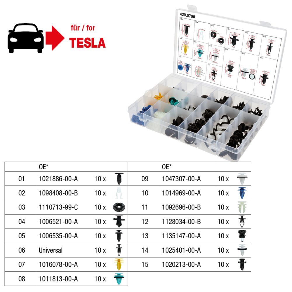 Produktbild Befestigungs-Clip-Satz für Tesla, 150-tlg bild 2