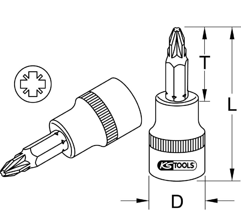 KS Tools 1/2 Zoll Bit-Stecknuss PZ2 Produktbild KS Tools 1/2 Zoll Bit-Stecknuss PZ2 bild 2