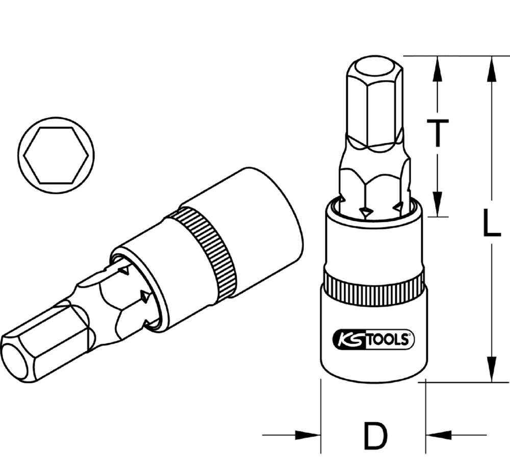 KS Tools 1/4 Zoll Bit-Stecknuss Innensechskant Schlüsselweite 5/32 Zoll KS Tools 1/4 Zoll Bit-Stecknuss Innensechskant Schlüsselweite 5/32 Zoll