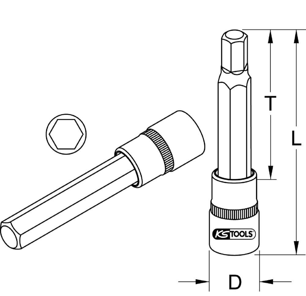 KS Tools 3/4 Zoll Bit-Stecknuss Innensechskant lang 22 mm Produktbild KS Tools 3/4 Zoll Bit-Stecknuss Innensechskant lang 22 mm bild 2
