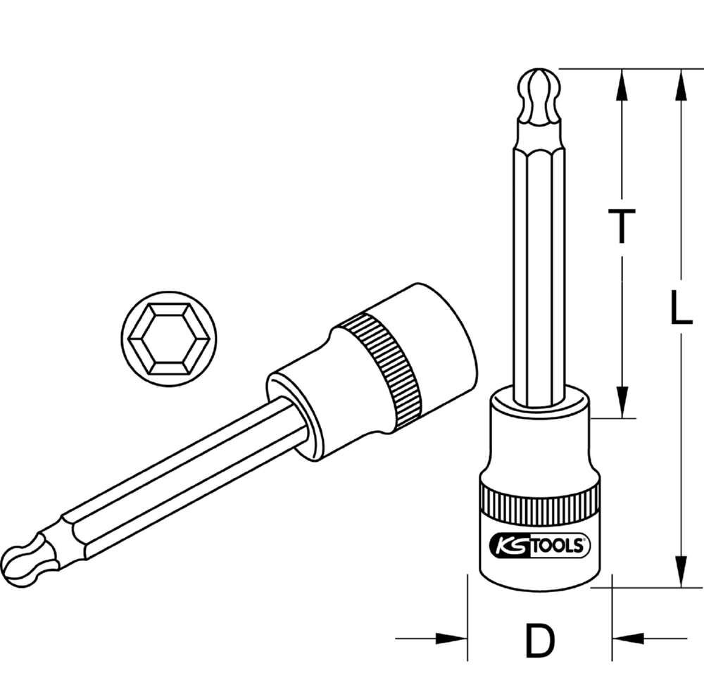 KS Tools 1/2 Zoll Bit-Stecknuss Innensechskant mit Kugelkopf lang 19 mm Produktbild KS Tools 1/2 Zoll Bit-Stecknuss Innensechskant mit Kugelkopf lang 19 mm bild 2