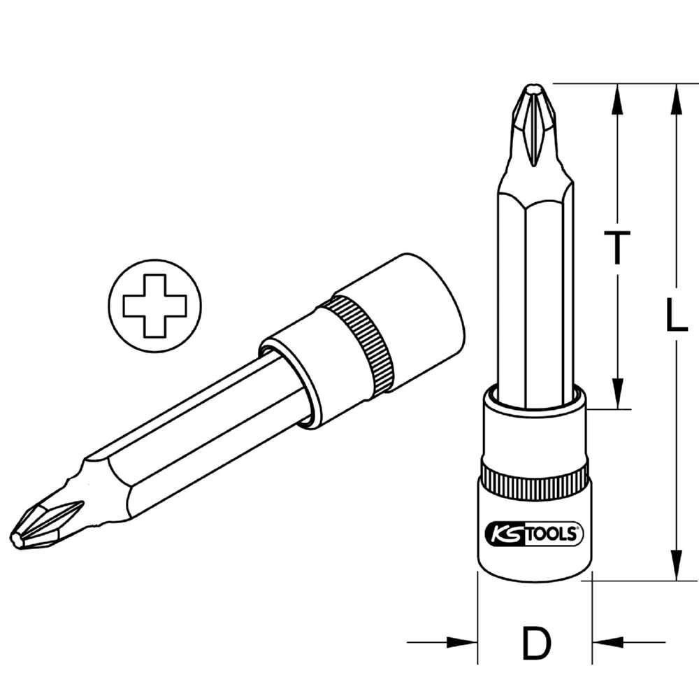 KS Tools 1/2 Zoll Bit-Stecknuss lang PH4 Produktbild KS Tools 1/2 Zoll Bit-Stecknuss lang PH4 bild 2