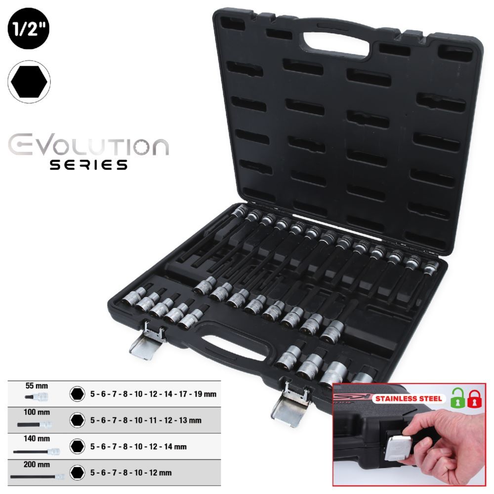 Produktbild 1/2" Bit-Stecknuss-Satz für Innensechskant-Schrauben, 30-tlg bild 2