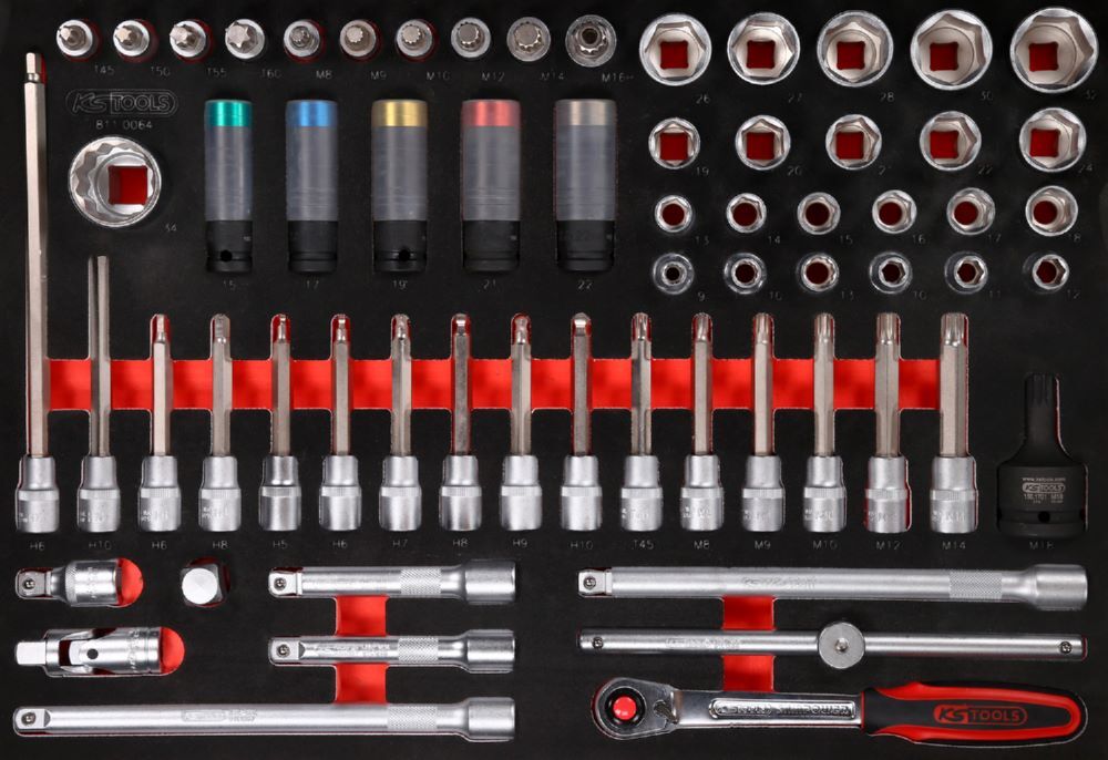 Produktbild KS Tools Bit Stecknuss Satz mit Einlagengröße M 64 teilig