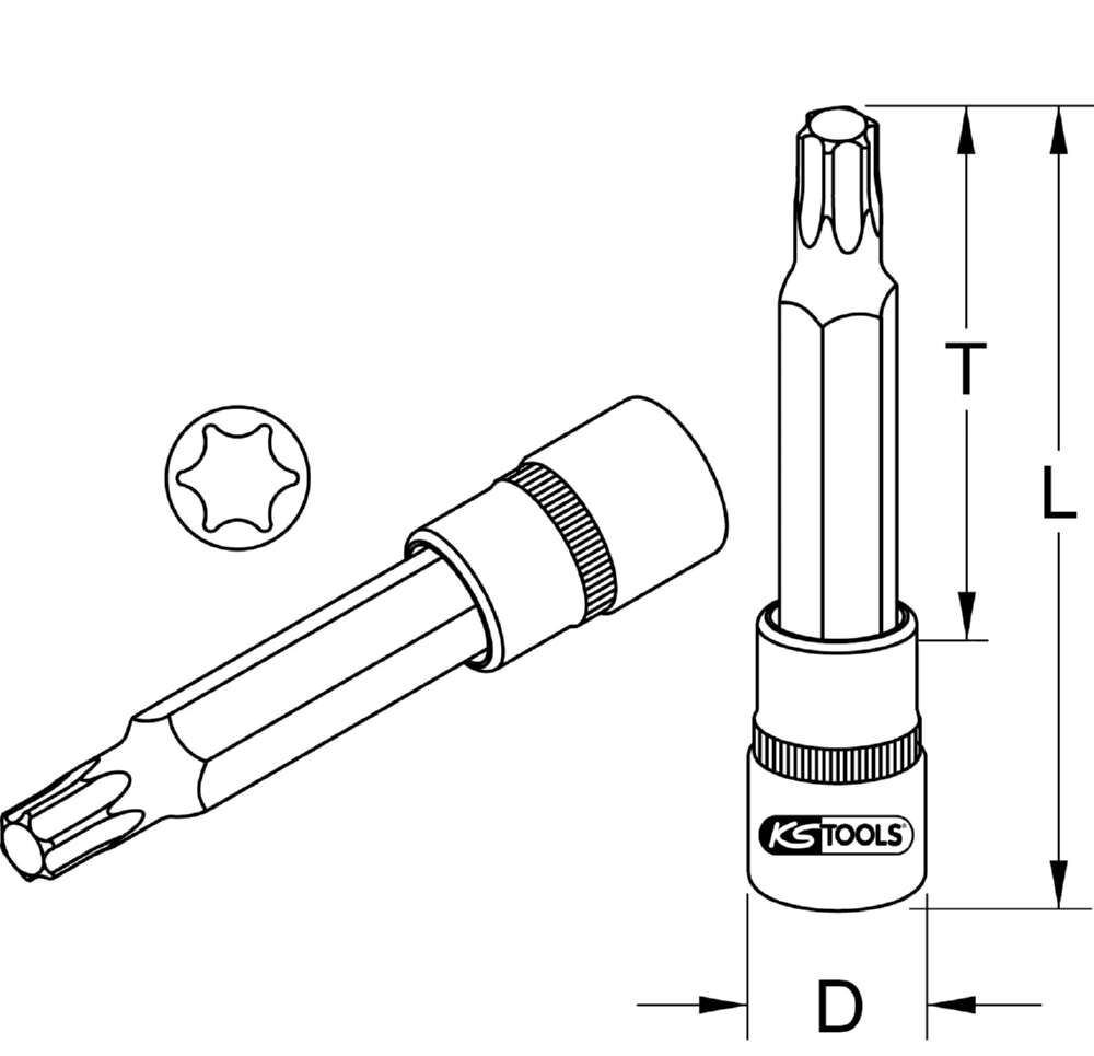 KS Tools 3/8 Zoll Bit-Stecknuss Torx lang Profilgrösse T30 Produktbild KS Tools 3/8 Zoll Bit-Stecknuss Torx lang Profilgrösse T30 bild 2