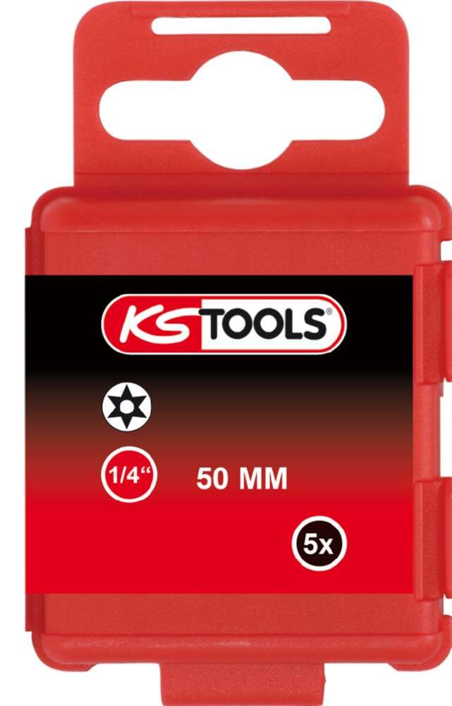 KS Tools 1/4 Zoll Bit Torx Bohrung Länge 50mm TB9 5er Pack Produktbild KS Tools 1/4 Zoll Bit Torx Bohrung Länge 50mm TB9 5er Pack