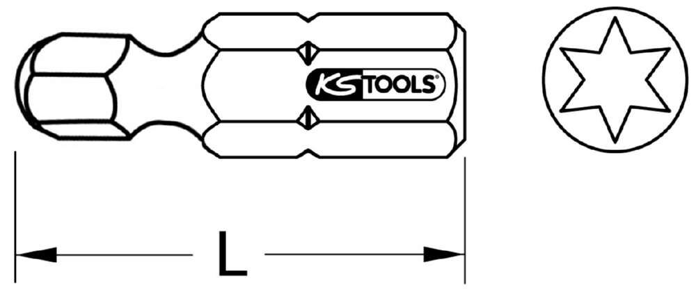 KS Tools 1/4 Zoll Bit Torx Länge 25mm Kugelkopf Profilgröße T10 5er Pack Produktbild KS Tools 1/4 Zoll Bit Torx Länge 25mm Kugelkopf Profilgröße T10 5er Pack bild 2