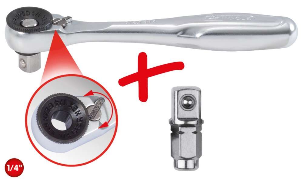 KS Tools 1/4 Zoll Bit-Umschalt-Knarre mit Steckadapter für Stecknüsse Länge 100 mm Produktbild KS Tools 1/4 Zoll Bit-Umschalt-Knarre mit Steckadapter für Stecknüsse Länge 100 mm bild 7
