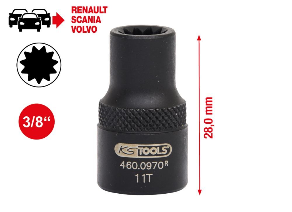Produktbild Bremssattelstecknuss für Renault/Scania/Volvo, 11-kant bild 2