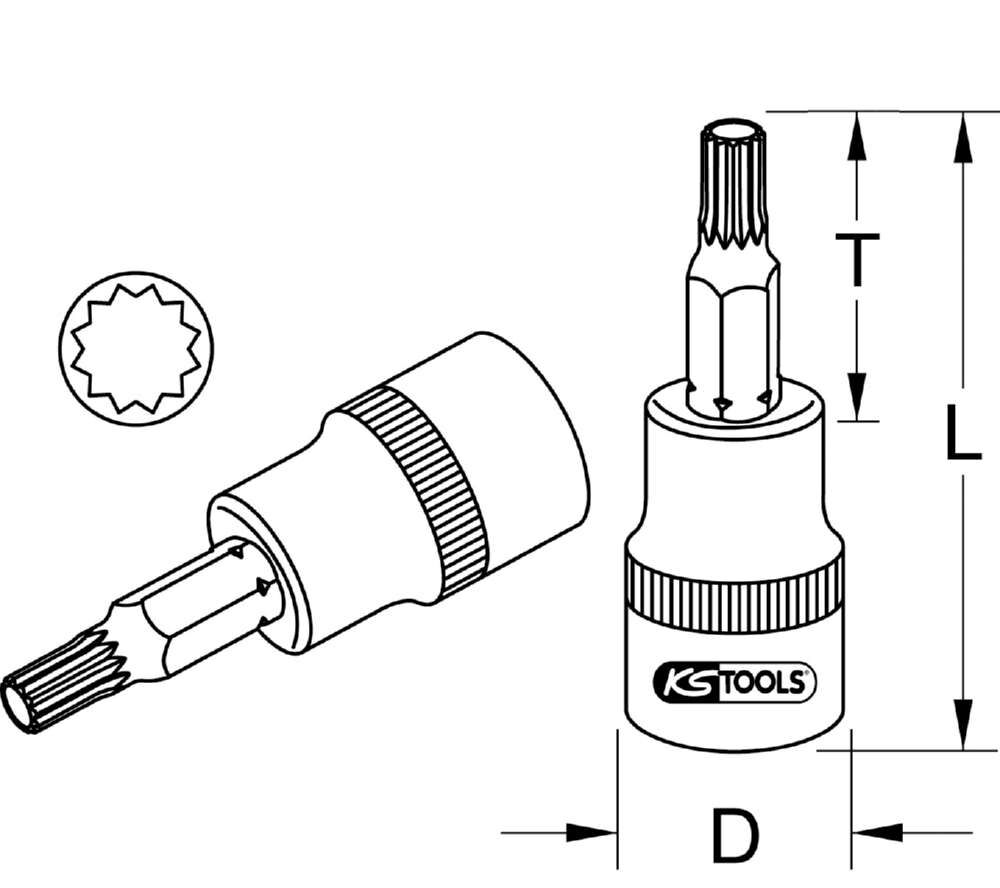 KS Tools 1/4 Zoll CHROMEplus Bit-Stecknuss Profilgrösse Vielzahn XZN M7 Produktbild KS Tools 1/4 Zoll CHROMEplus Bit-Stecknuss Profilgrösse Vielzahn XZN M7 bild 2