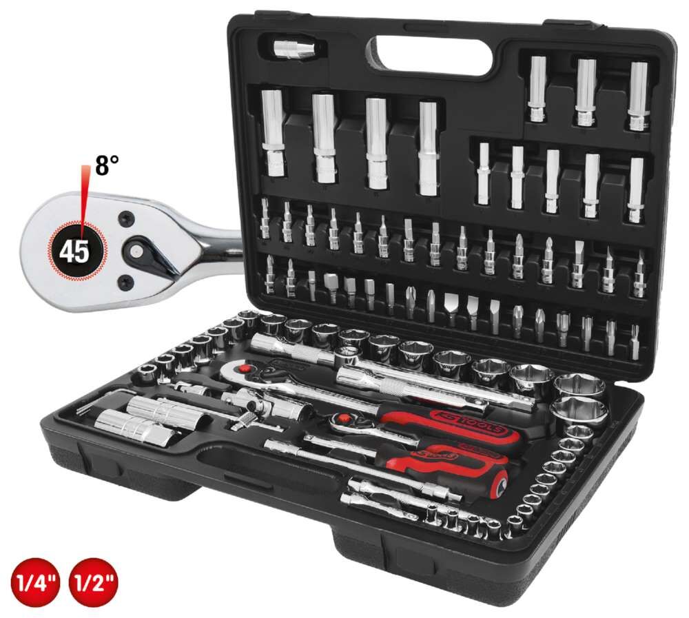 KS Tools 1/4 Zoll + 1/2 Zoll CHROMEplus Steckschlüssel-Satz 96 Teile Produktbild KS Tools 1/4 Zoll + 1/2 Zoll CHROMEplus Steckschlüssel-Satz 96 Teile